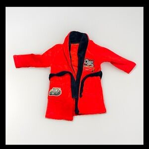 Disney Cars Red Fleece Hooded Robe Toddler Boys Size 3 Cozy Pajamas
